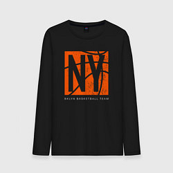 Лонгслив хлопковый мужской Brooklyn basketball team, цвет: черный