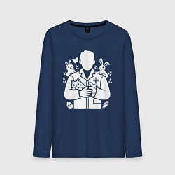 Лонгслив хлопковый мужской Ветеринар с животными, цвет: тёмно-синий