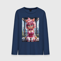 Лонгслив хлопковый мужской Эми Роуз из Somic строит глазки, цвет: тёмно-синий