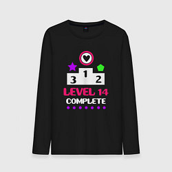 Лонгслив хлопковый мужской 14 уровень пройден, цвет: черный