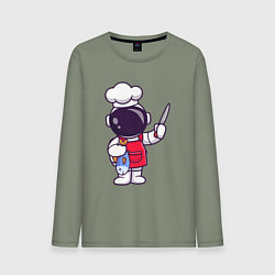 Мужской лонгслив Повар космонавт с рыбкой