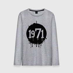 Лонгслив хлопковый мужской Черный круг с числом 1971, цвет: меланж