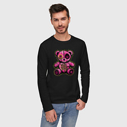 Лонгслив хлопковый мужской Pink bear, цвет: черный — фото 2