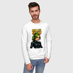 Лонгслив хлопковый мужской Билли Айлиш в стиле комикса, цвет: белый — фото 2