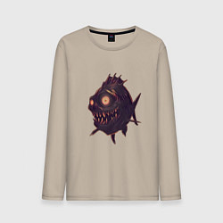 Лонгслив хлопковый мужской Рыба монстр, цвет: миндальный