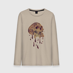 Лонгслив хлопковый мужской Плавящийся череп, цвет: миндальный