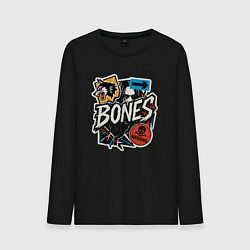 Лонгслив хлопковый мужской Bones в стиле наклеек, цвет: черный