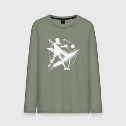 Лонгслив хлопковый мужской Динамичная игра в настольный теннис, цвет: авокадо
