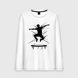 Лонгслив хлопковый мужской Прыжок на батуте, цвет: белый