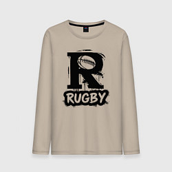 Лонгслив хлопковый мужской Регбийный мяч в букве р, цвет: миндальный