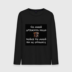 Лонгслив хлопковый мужской Два медвежонка: со мной дружить надо, цвет: черный