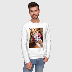 Лонгслив хлопковый мужской Марин Китагава в откровенном наряде кролика-горнич, цвет: белый — фото 2