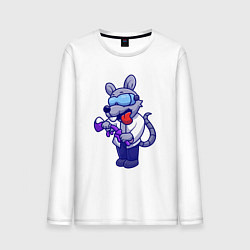 Лонгслив хлопковый мужской Мышка химик, цвет: белый