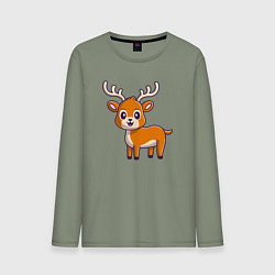 Лонгслив хлопковый мужской Оленёнок, цвет: авокадо
