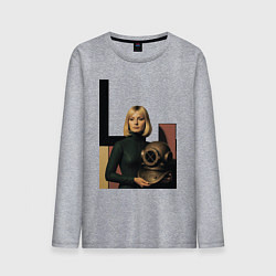 Лонгслив хлопковый мужской Девушки и старый водолазный шлем ретрофутуризм поп, цвет: меланж