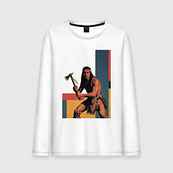 Мужской лонгслив Индеец с томагавком поп-арт