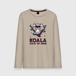 Лонгслив хлопковый мужской Коала в солнцезащитных очках, цвет: миндальный