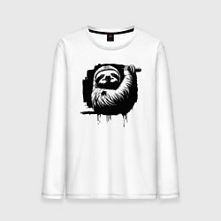 Мужской лонгслив Ленивец в черном штрихе