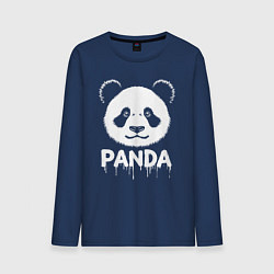 Лонгслив хлопковый мужской Панда белой краской, цвет: тёмно-синий