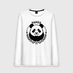 Лонгслив хлопковый мужской Панда в лавровом венке, цвет: белый