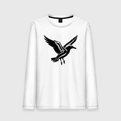 Лонгслив хлопковый мужской Летящая чайка, цвет: белый