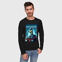Лонгслив хлопковый мужской Bender Batman - ai art collaboration, цвет: черный — фото 2