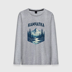 Лонгслив хлопковый мужской Природа Камчатки, цвет: меланж