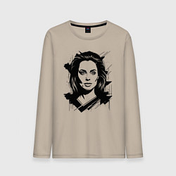 Лонгслив хлопковый мужской Анджелина Джоли в стиле стрит-арт, цвет: миндальный