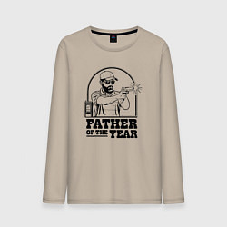 Лонгслив хлопковый мужской Отец года, цвет: миндальный