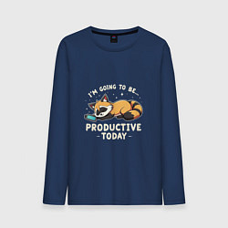 Лонгслив хлопковый мужской Супер продуктивный енот, цвет: тёмно-синий