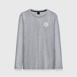 Лонгслив хлопковый мужской Волков бояться белый орнамент, цвет: меланж