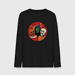 Лонгслив хлопковый мужской Halloween friends, цвет: черный
