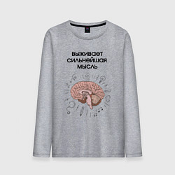 Лонгслив хлопковый мужской Выживает сильнейшая мысль, цвет: меланж