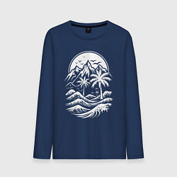 Мужской лонгслив Тропический закат: горы, пальмы и море