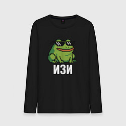 Лонгслив хлопковый мужской Изи - лягушка мем, цвет: черный