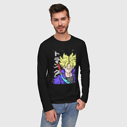 Лонгслив хлопковый мужской Драконий жемчуг Транкс из будущего, цвет: черный — фото 2