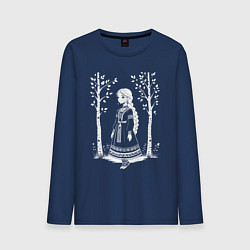 Мужской лонгслив Девочка в этническом наряде в лесу