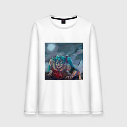 Лонгслив хлопковый мужской Halloween Miku zombie, цвет: белый