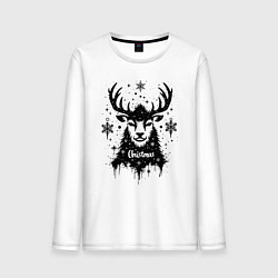 Мужской лонгслив Рождественский олень со снежинками