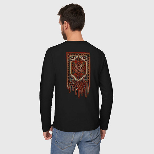 Мужской лонгслив Ковёр ностальгия потёкший расплавленный / Черный – фото 4