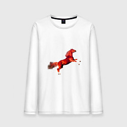 Мужской лонгслив Красная огненная лошадь встала на дыбы