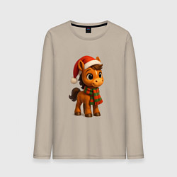 Мужской лонгслив Новогодняя лошадка 2026