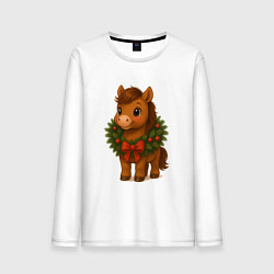 Мужской лонгслив Маленькая милая лошадка в городе