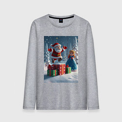 Мужской лонгслив Дед Морозио и Принцесса Снегурочка: c подарками в