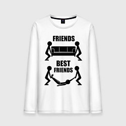 Лонгслив хлопковый мужской Best friends, цвет: белый