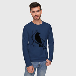 Лонгслив хлопковый мужской Ворон, цвет: тёмно-синий — фото 2