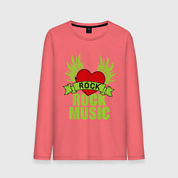 Лонгслив хлопковый мужской Rock Music Love, цвет: коралловый
