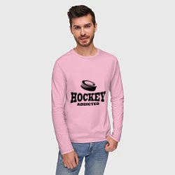 Лонгслив хлопковый мужской Hockey addicted, цвет: светло-розовый — фото 2