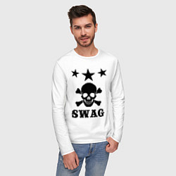 Лонгслив хлопковый мужской SWAG Skull, цвет: белый — фото 2