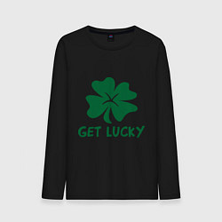 Лонгслив хлопковый мужской Get lucky, цвет: черный